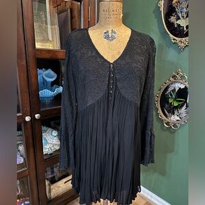 Christina Black Lace Button-Front Blouse